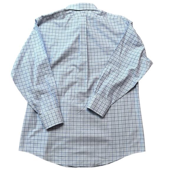Brooks Brothers 346 Blue White Plaid Slim Fit Button Up 17-2/3 Men's Size XL - Picture 4 of 7